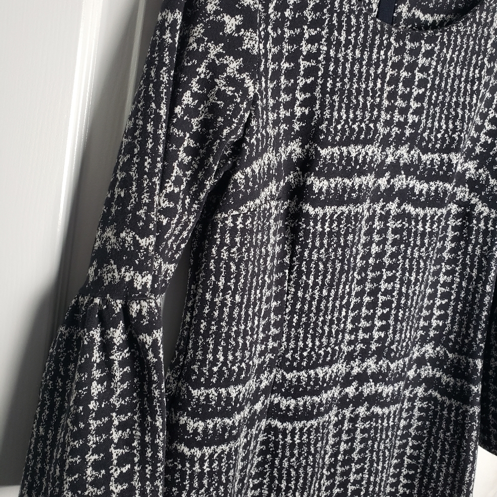 Talbots Womens Dress Black Sheath Workwear Houndstooth Cotton Blend Knit - Picture 3 of 8